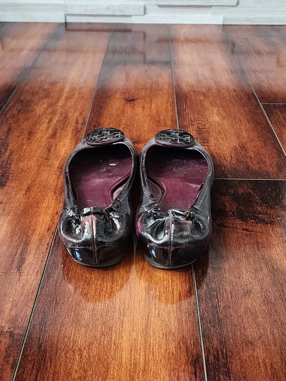 Tory Burch Reva Ballet Flats Purple Patent Leather Women's Size 7.5